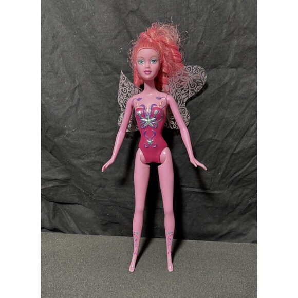 Barbie Fairytopia 2 Deco Pac Fairy Pink Hair Skin Glittery Lips Eyeshadow Doll - Picture 2 of 7